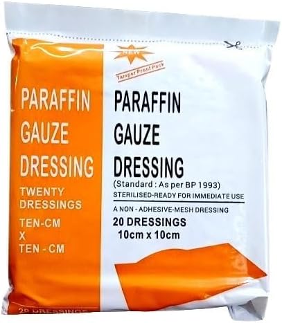 Paraffin Dressing Gauze10cm x 10cm Standard Ready for Use_Pack of 20Pcs