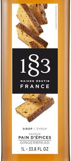1883 Gingerbread Syrup for Drinks, Made in France, 1 Liter Plastic Bottle