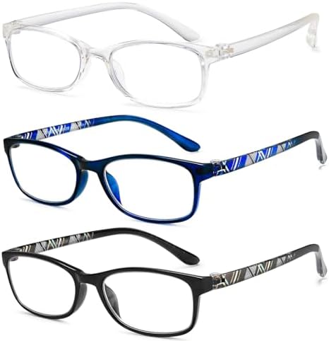 EYEURL Reading Glasses for Women-Blue Light Blocking For Men Women-3 Pack Computer Readers 0.5 Spring Hinge Anti UV Ray/Eye Strain/Glare Eyeglasses