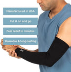 NUFABRX Medicine-Infused Pain Relieving Arm and Elbow Compression Sleeve for Men and Women with Arm/Elbow Pain, Arthritis, Tennis Elbow, Muscle Pain, and Muscle Soreness (1)