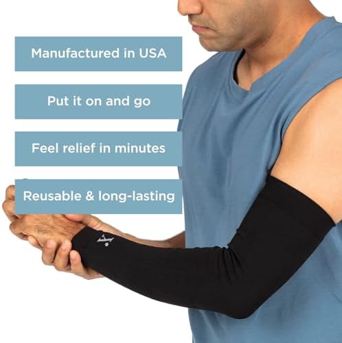 NUFABRX Medicine-Infused Pain Relieving Arm and Elbow Compression Sleeve for Men and Women with Arm/Elbow Pain, Arthritis, Tennis Elbow, Muscle Pain, and Muscle Soreness (1)