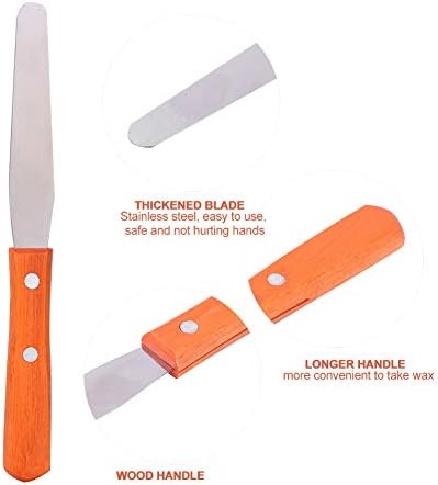 Non-Stick Wax Spatulas, Metal Wax Spatulas,Stainless Steel Wax Spatulas Body Waxing Sticks with Wooden Handle for Hair Removal