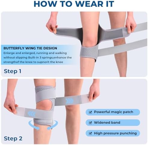 Spring-driven knee support，Knee Brace,Enhances joint assistance during stair climbing, squats, and daily activities - Ergonomic patella support with adjustable straps (Gray 1PCS