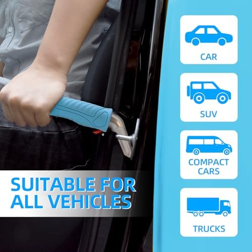 Car Assist Handle for Elderly Car Door Handle: Auto Grab Bar Support Handles - Portable Vehicle Assistance Handles -Mobility Aid to Get in & Out of the Cars Help for Seniors & Handicapped (2pcs Blue)