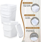 Mumufy 3 Pcs 3.5 Gallon Square Food Grade Bucket with Lid Square Bucket Pail Plastic Handles for Long Term Food Storage, Camping, Fishing, Home Organization Easy Stack and Store (White)