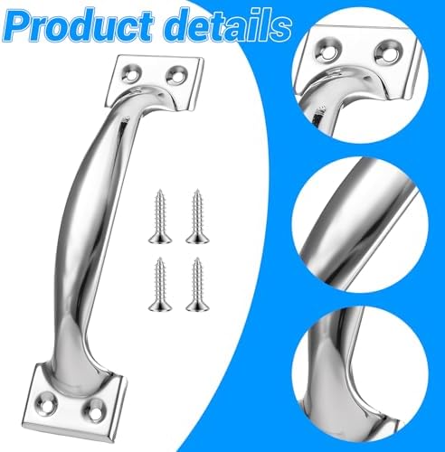 KALIONE 5.9" Garage Door Handle Gate Handle Door, Stainless Steel Handle Gate Screen Door Handle Shed Door Handle Fence Gate Handles for Wooden Fences Outdoor(2 Packs Silver)