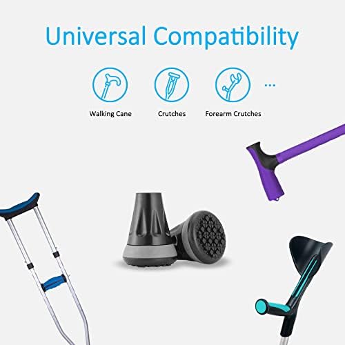 Rehand Cane Tips, 3/4 Inch All Terrain Tip for Cane & Crutch, 3/4'' Rubber Replacement Foot Pad, 0.75 Inch Cane Tips Heavy Duty, Walking Cane Tips and Crutch Tips(Pack of 2)