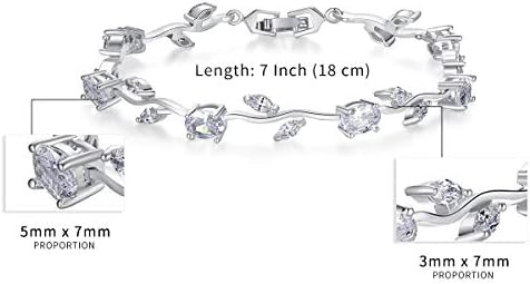 BISAER Lovely White Gold Plated AAA Cubic Zirconia Gemstone Flower Vine 7 Inches Bracelet for Mothers