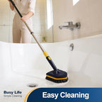 Yocada Tub Tile Scrubber Brush 2 in 1 Cleaning Brush 58.2 Inch Adjustable Telescopic Pole Stiff Bristles Scouring Pads for Cleaning Bathroom Kitchen Toilet Wall Tub Tile Sink Non Scratch