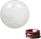 1.6" Natural Quartz Crystal Healing Ball - Wind Crystal Ball for Lucky Wealth Protect The House (White)