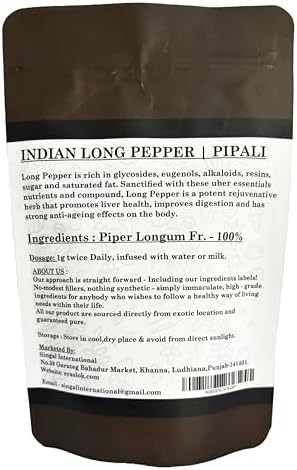 Raslok Dried Pippali Indian Long Pepper Whole | 3.52 oz - 100gm | Pipli Spice Long Pippali Whole | Indian Spices | Organic Whole Black Pepper | Multipurpose Seasoning | Resealable Bag