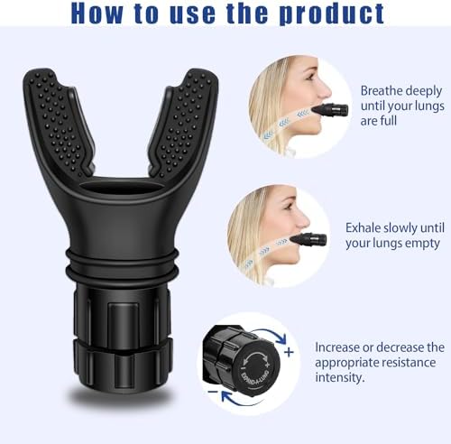 Portable breathing exercise device for lungs, Breathing trainer with Resistance Adjustable, Lung Trainer with excellent quality silicone, Improve Breathing Capacity and Endurance,Easy to Clean and Use