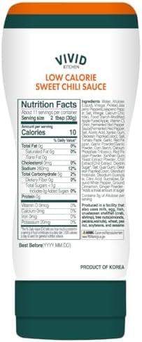 VIVID KITCHEN Low-Calorie Sweet Chili Sauce - 2 Pack - Low Sugar, 10 Cal/Serving - No Preservatives or MSG - Easy Squeeze Bottle - Healthy Asian-Inspired Sauce for Dipping, Stir-Fry, and More