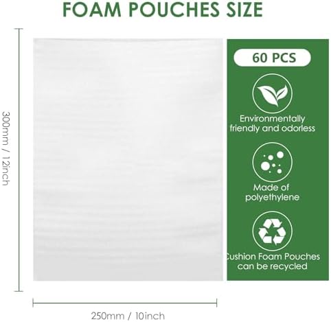 LAFULER 100 Pack 10x12 Inch CushionFoam Pouh Protecting For Packing, 0.03In(0.8mm) Thickness Moving Foam Wrap Pouches, Packing Supplies for Storage and Shipping, Protect mug, Cup, Glasses,and Dishes