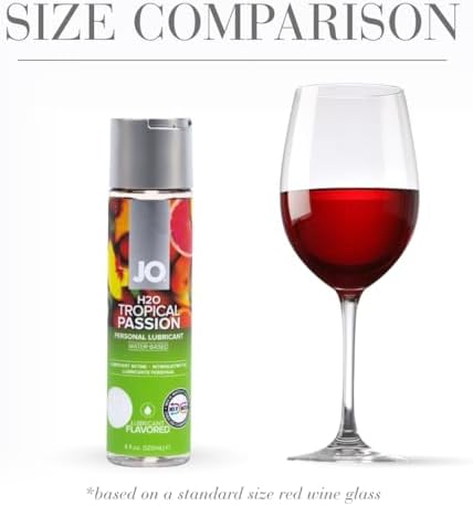 JO H₂O Tropical Passion Flavored Lube – Edible Water Based Personal Lubricant, Sugar Free Tropical Passion – 4 fl oz