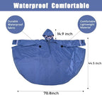 Upgraded Wheelchair Rain Poncho Hat Lined, Mobility Scooter Rain Poncho With Sleeves, Comfortable Waterproof Wheelchair Ponchos For Adults, Elderly, Disabled, Navy Blue