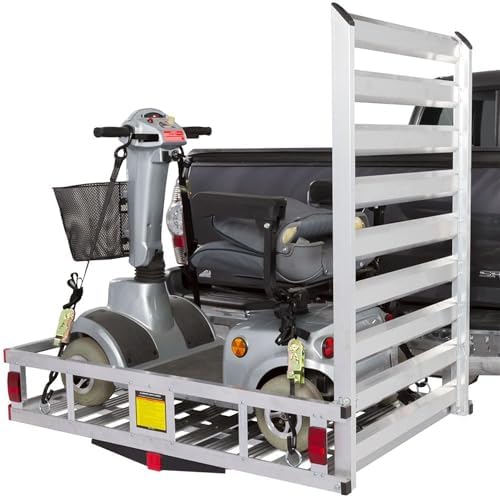 Wheelchair Scooter Carrier with Ramp for Car Truck SUV, 2" Hitch, 500 lb. Capacity, 48" x 28" Cargo Carrier for Vehicles, Silver Spring