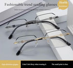 Black Auto Adjusting Reading Glasses, Rimless Photochromic Presbyopia for Men HD Clarity, Anti Blue Light Dual Use