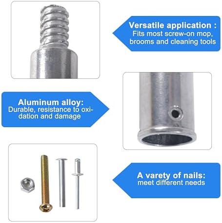 Matthew 3 Set Threaded Tip Replacement,Ultra Threaded Tip Repair Kit Metal for 1" Wood or Metal Poles Handle Replacement Extension Pole Adapter for Mop,Broom,Household Cleaning Tools