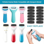 12 Extra Coarse Replacement Rollers for Amope Pedi Perfect Electric Foot File, Roller Head Refills for Amope Pedi Refills,with Diamond Crystals,Remove Callous,Dead Skin
