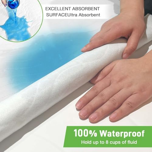 Bed Pads Washable Waterproof for Incontinence Adults, Reusable Wetting Pad Mattress Protector Underpads Tuckable Quick Dry, Fits Full Size Bed, 36" x 54", White