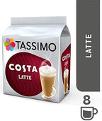 Tassimo Coffee Selection - Costa Latte/Costa Cappuccino/Cadburys Hot Chocolate -6 Packs (48 Servings)