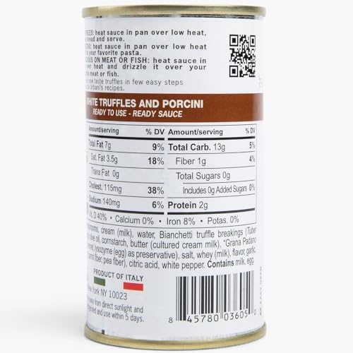 Urbani Truffles Porcini & White Truffles Sauce 180g (6.4oz) - Italian Gourmet Sauce for Pasta, Risotto, and Meats, All-Natural & Ready to Use, No Artificial Ingredients