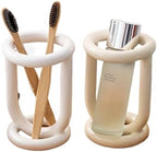 1pc, for Cutlery Pen Rack, Unique B& Desktop Decor, Ceramic Toothbrush Holder, Freestanding Tabletop Organizer(White)