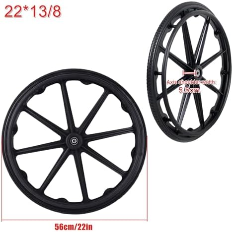 WORDFUN 2 Pcs Wheelchair Rear Wheel Replacement, 20" 22" 24" Non-Slip Solid Tires, Manual Wheelchair Accessory Rear Wheels, Non-Inflatable, Tire Replacement, Tires Wheels Assembly