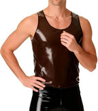 Latex Vest with Black Edges for Men,Latex T-Shirt Rubber Top Transparent Black Sleeveless Handmade