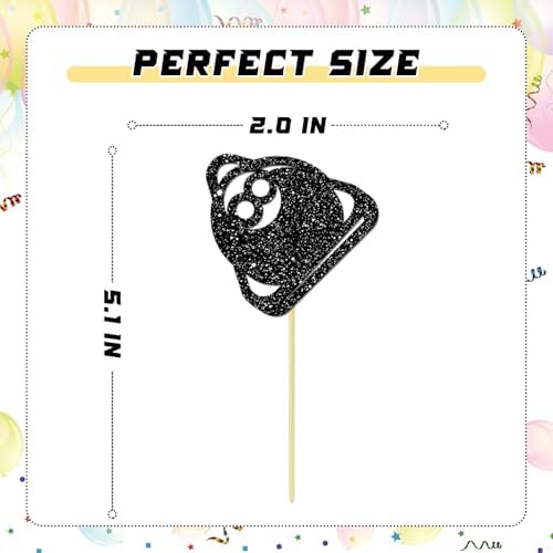 24pcs Billiards Cupcake Toppers 8th Birthday Party Cupcake Toppers for Boy Man Snooker Game Party