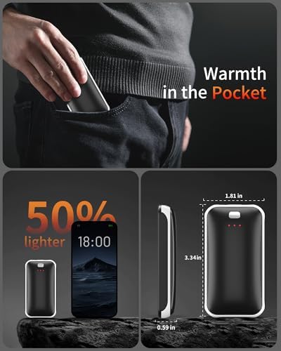Lerat Hand Warmers Rechargeable 2 Pack, Portable Electric Hand Warmer Max 131℉, Reusable Slim Pocket Heater Handwarmers, Gifts for Men, Women, Outdoor, Golf, Camping, Hunting Essentials