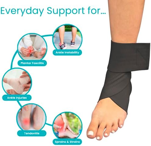 Vive Ankle Wrap (2 Pack) - Strap Heel Brace Stabilizer for Sprained Foot - Breathable, Soft, Firm Compression Sport Sleeve for Swelling - Adjustable Nonslip Elastic Support for Tendonitis (Women, Men)