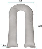 Meiz Pregnancy Pillows for Sleeping, Full Body Pregnancy Pillow with 300TC Comfy Pillowcase & Microfiber Inner Cover- for Back Support - 65 Inch (Grey)