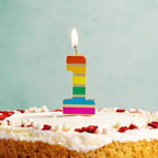 Talking Tables Number 1 1st Birthday Candle for Cakes Rainbow Cake Topper Decoration Premium Quality Numeral 1 Candles Anniversary