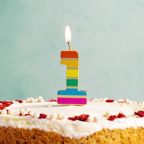 Talking Tables Number 1 1st Birthday Candle for Cakes Rainbow Cake Topper Decoration Premium Quality Numeral 1 Candles Anniversary