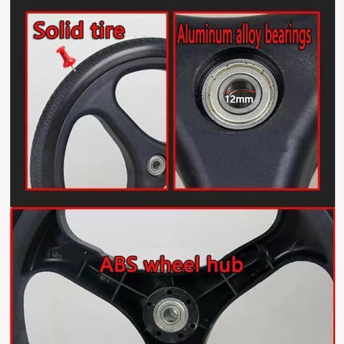 16Inch Wheelchair Replacement Wheels, Wheelchair Rear Wheel with 12mm Bearings, Wheelchair Wheels Replacement Non-Inflatable, Non-Slip,1 Pair
