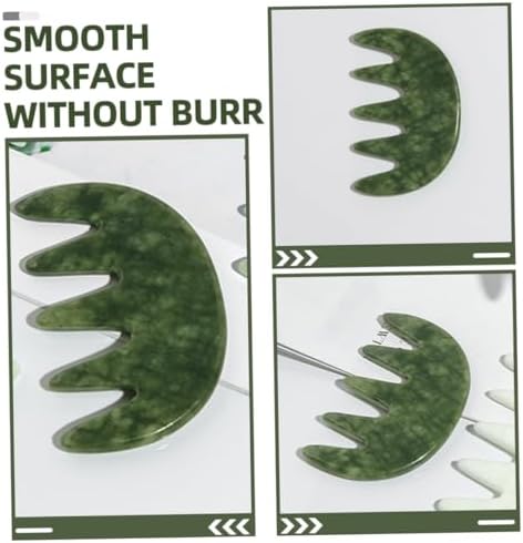 2pcs Jade Scalp Comb Natural Jade Massage Tool for Acupoint Treatment Relaxation Scalp Care for Friends Family