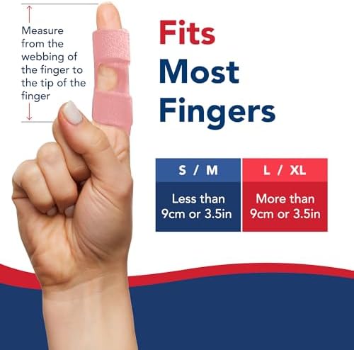 Doctor Developed Finger Splint & Handbook - Trigger Finger, Arthritis, RSI - Fits Ring, Index, Pinky & Middle - 2 sizes (Pink, L/XL)
