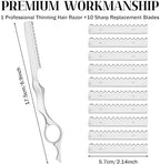 Hair Razors for Cutting Hair, 6.9" Stainless Steel Hair Thinning Razor Kit with 10Pcs Replacement Blades, Professional Styling Texturizing Cutting Razor Tool for Salon and Home