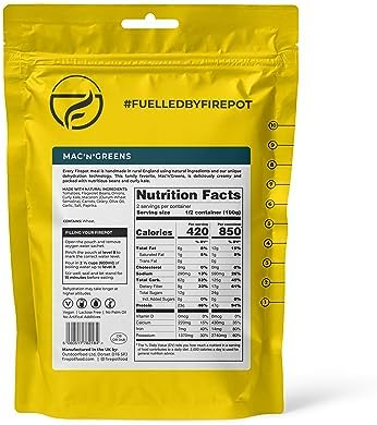 FIREPOT Mac'N'Greens - Healthy Plant Based Dehydrated Camping & Backpacking Meals (2 Servings)