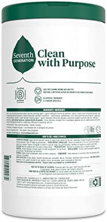 Seventh Generation Multi-Surface Wipes, 70 Count, Pack of 3, Garden Mint, Plant-Based Cleaning Wipes, No Harsh Fumes or Residue, Safe Around Kids