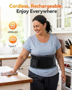 Cordless Heating Pad with Massager for Lower Back Pain Relief, Heated Waist Belt Wrap, Back Brace Lumbar Support with Heat Vibration 3 Levels Adjustable, Touchscreen, Gifts for Dad, Mom