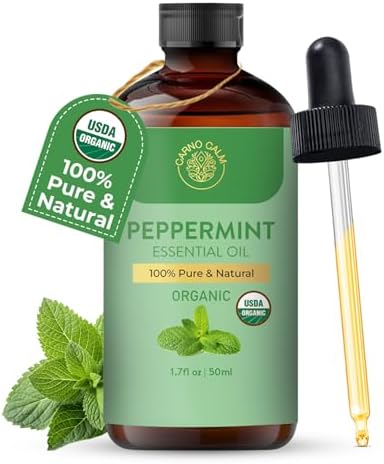 Peppermint Essential Oil | USDA Certified Organic Peppermint Oil | for Diffuser, Skin, Hair, Aromatherapy, Soap & Candle Making | 1.7 fl. oz