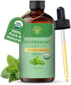 Peppermint Essential Oil | USDA Certified Organic Peppermint Oil | for Diffuser, Skin, Hair, Aromatherapy, Soap & Candle Making | 1.7 fl. oz