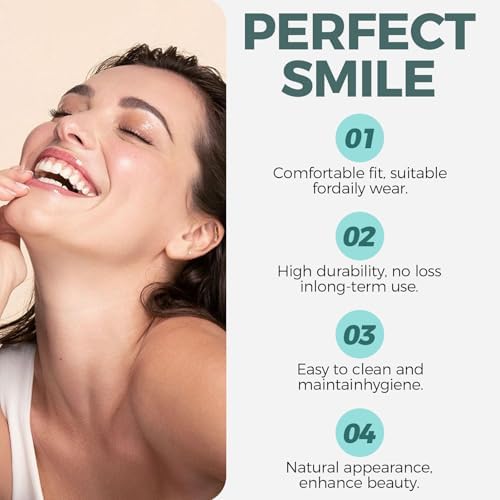 Temporary Snap on Veneers, Natural Looking False Teeth Dentures for Men and Women, Comfortable Fit for Upper and Lower (White)