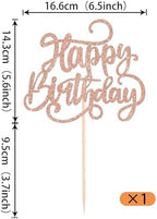 Rsstarxi 1 Pack Happy Birthday Cake Topper Glitter Happy Birthday Sign Cake Pick for Celebrating Happy Birthday Anniversary Theme Party Cake Decorations Supplies Rose Gold