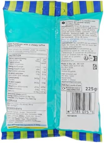 M&S Mint Humbugs, 225g, 2 Pack, Traditional British Boiled Sweets with Toffee Center, Vegetarian, Made in UK