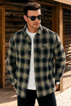 Men Fleece-Lined Button Shirt Flannel Plaid Warm Winter Casual Jacket with Flap Pockets (S-3XL)