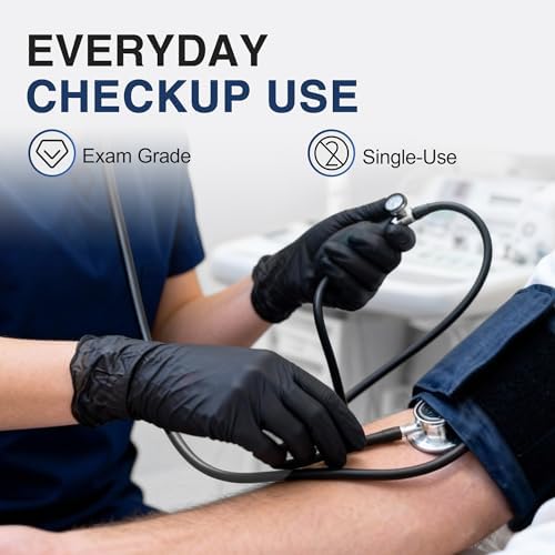 Schneider Black Nitrile Gloves, Powder Free, Disposable Gloves Latex Free for Medical Exam, Food Prep & Cleaning